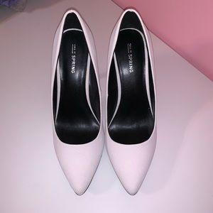 White pointy heels